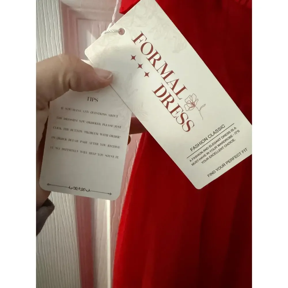 Long Red Dress Bridgerton Inspired Size 12 NWT - Picture 3 of 8